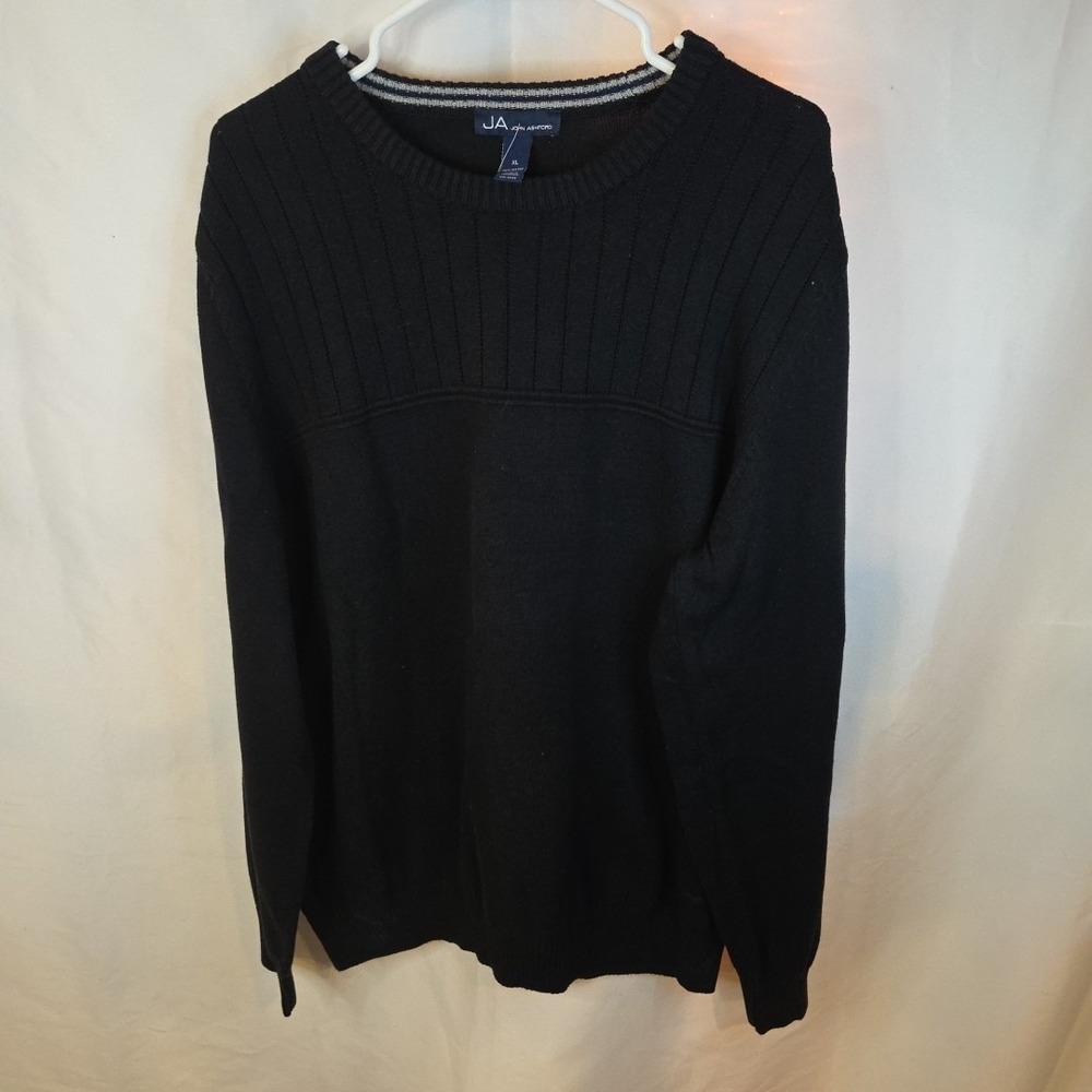 NEW VINTAGE MEN'S J. ASHFORD XL COTTON BLACK SWEATER - NW TAGS - Picture 1 of 5